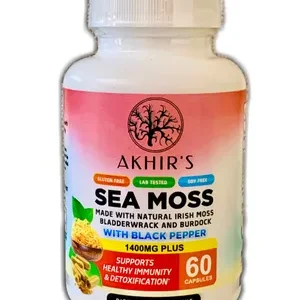 Akhir's Sea Moss Capsules.   (Contains Bladderwrack, Burdock and Black Pepper)